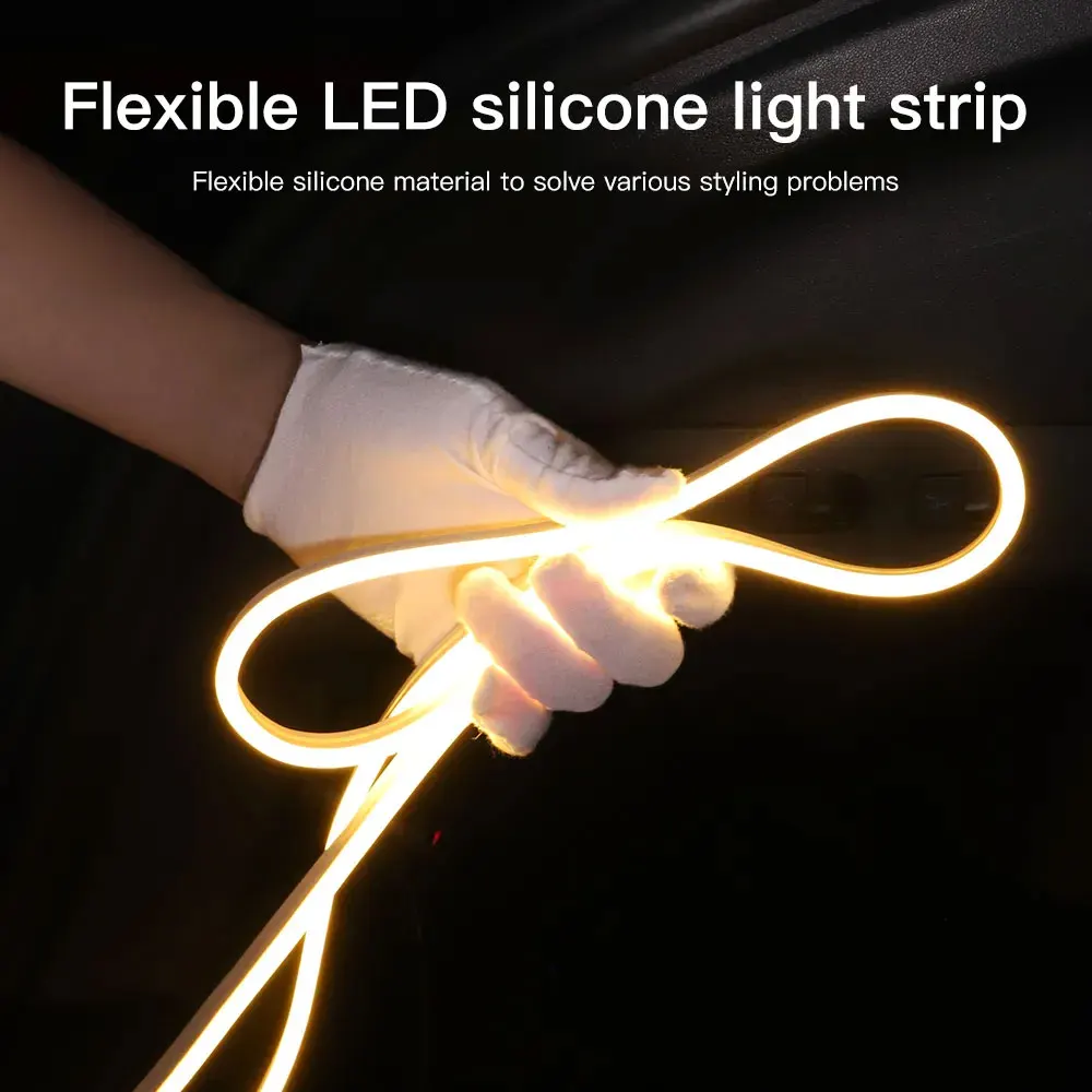 테슬라 모델 3 모델 Y용 LED 조명 인테리어 자동차 프렁크 LED 앰비언트 조명 바, 절단 가능한 트렁크 LED 스트립 조명, 12V
