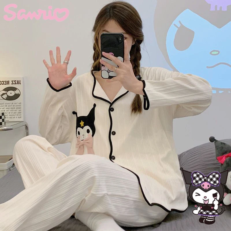 

Sanrio My Melody Cinnamoroll Kawaii Pajamas Female Autumn New Polyester Cotton Long Sleeved Cartoon Cute Student Homewear Suit