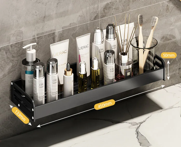 Bathroom Black Non-perforated Shelf Bathroom Organizer Space