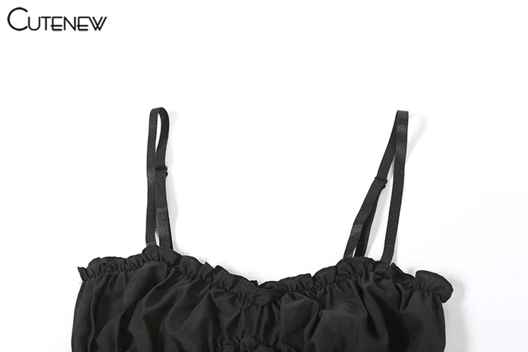 Shirring Trim Women 2 Piece Summer Unique Fashion Solid Crop Camisoles+Elastic Waist Pants Female Matching Sexy Clubwear