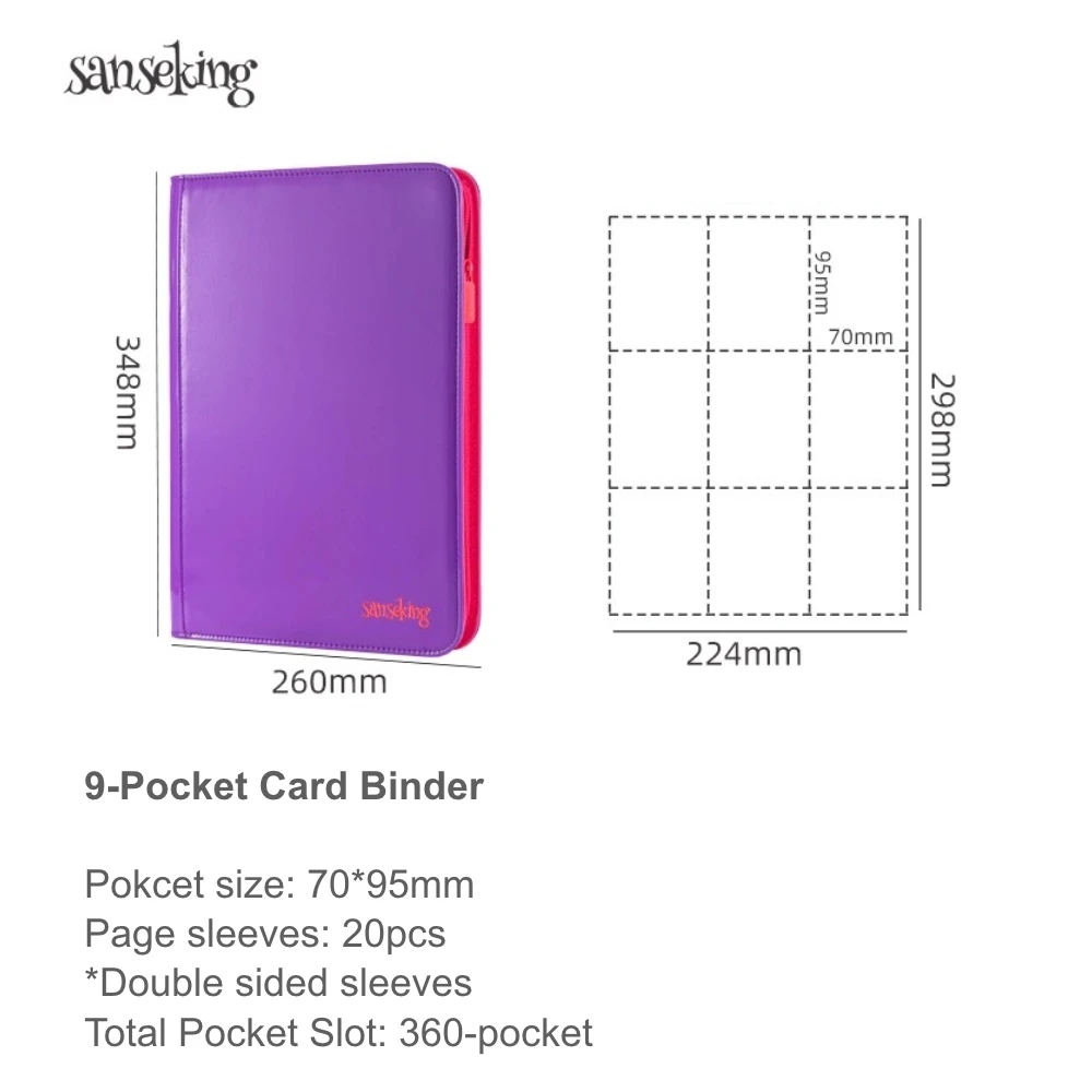 9 Pocket Zipper Card Binder PU Leather Trading Cards Album Double Side  Loading Card Collection Display 360 Card Zipper Binder A4 - AliExpress 15