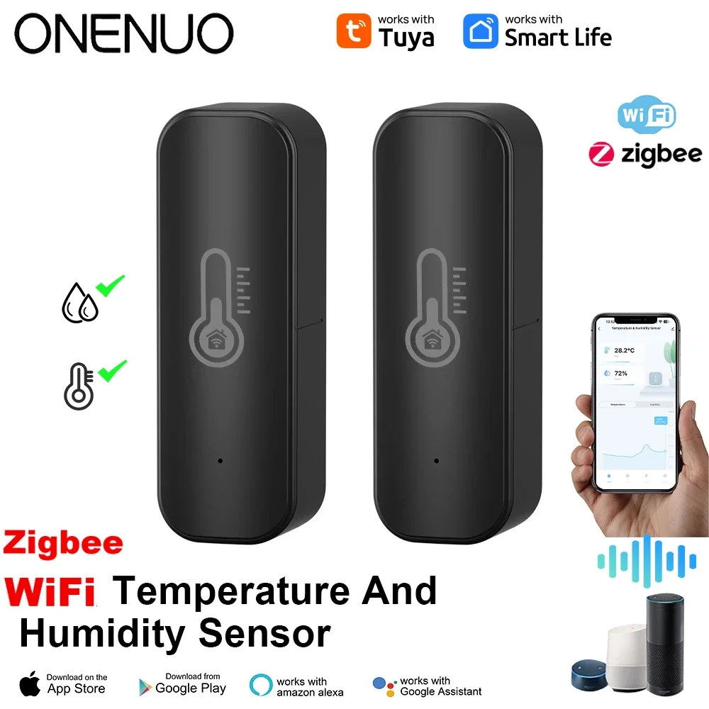 Tuya Zigbee/ WiFi Smart Temperature Humidity Sensor Indoor Hygrometer APP Remote Control Works With Alexa Google Home Smart Home smart temperature humidity sensor