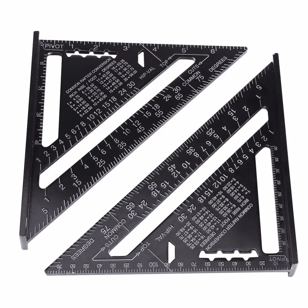 Aluminum Alloy Triangle Ruler Gauges Speed Protractor Miter Carpenter Line Scriber Saw Guide Percision Measurement Tool 7'' /12
