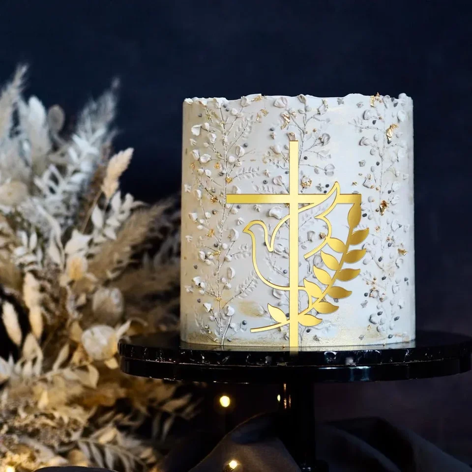 Battesimo Battesimo Prima Comunione Decorazione torta Colomba della pace Topper Battesimo Acrilico Articoli per feste Decorazione  15