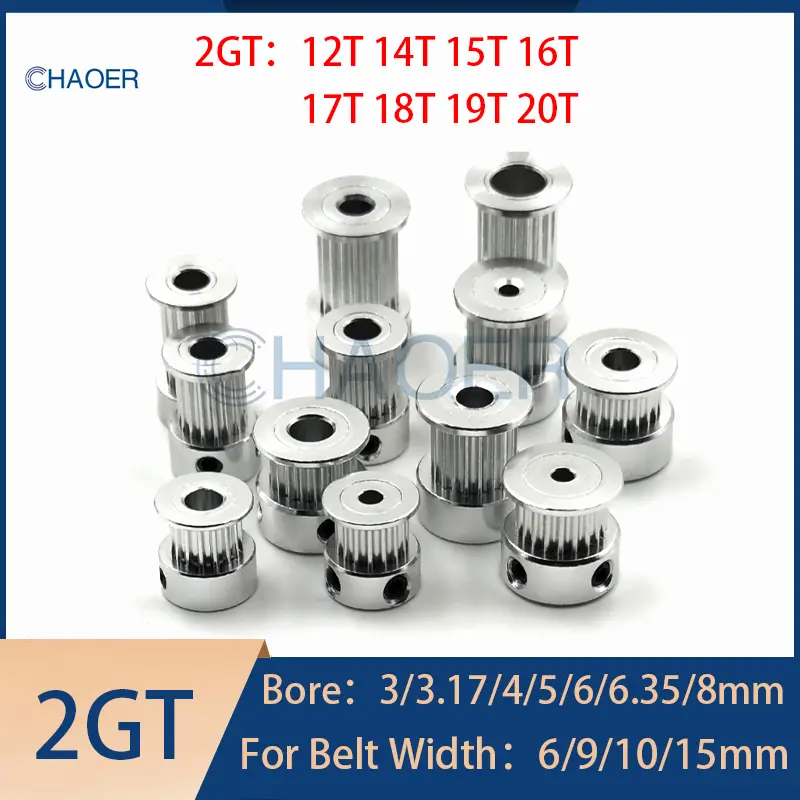 2GT 12 14 15 16 17 18 19 20 Teeth Synchronous wheel Bore 3/3.17/4/5/6/6.35/8mm Fit GT2 Belt Width 6/9/10/15mm 2MGT Timing Pulley image 1