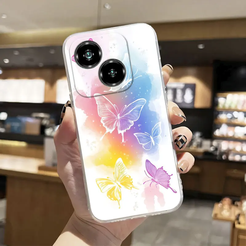 Luxury Clear Shockproof Silicone Soft Phone Case with Marble Floral Print