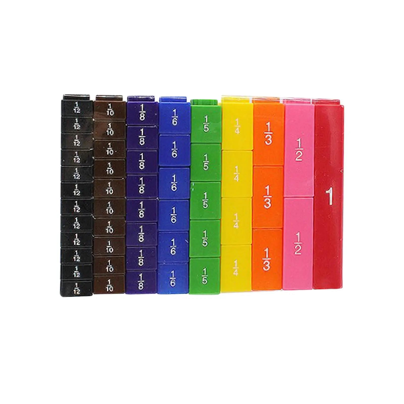 51pcs Rainbow Color Fraction Cubes Math Early Learning Number Teaching