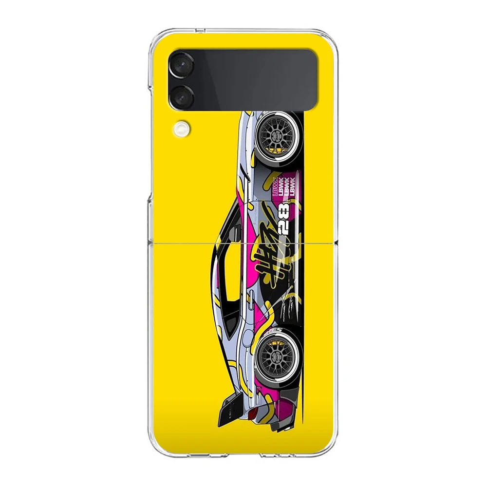 JDM Tokyo Drift Sports Car Design Hard Folding Clear Phone Case