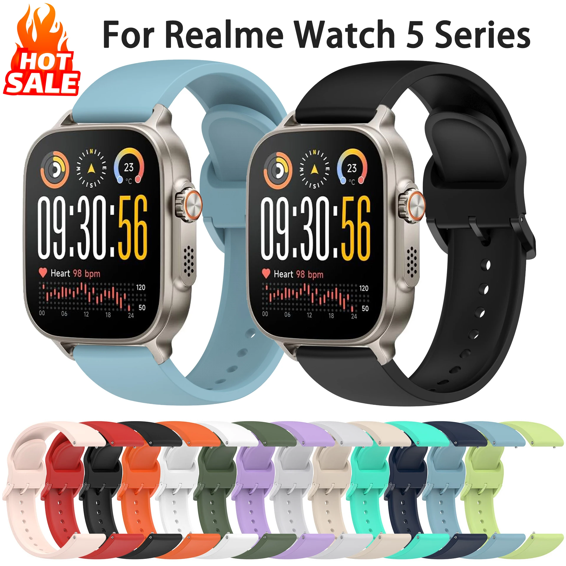 Silicone Sports Strap Bracelet - 22mm Watchband Accessory