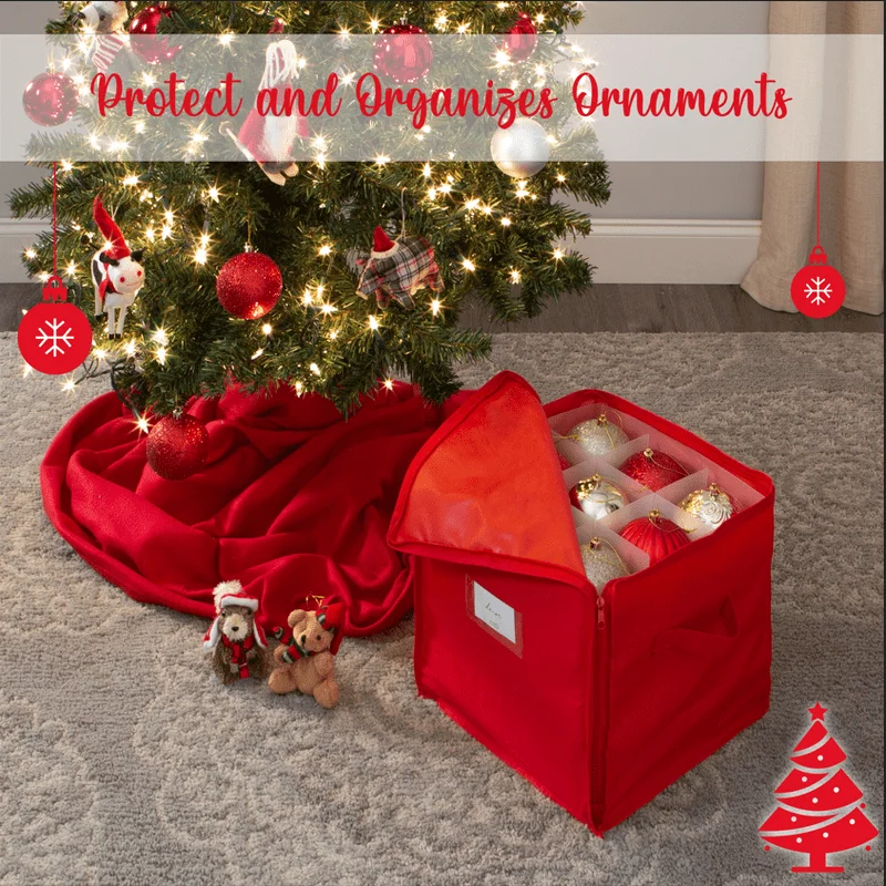 Simplify 112-Count Plastic Ornament Organizer, Red - AliExpress