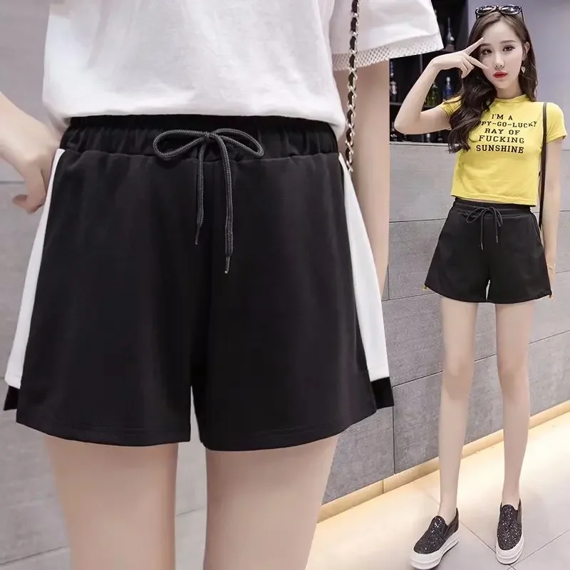 Women Drawstring Sport Shorts Casual Wide Leg Shorts Female High Waist Loose Casual Street Elastic Waist Women's Clothing