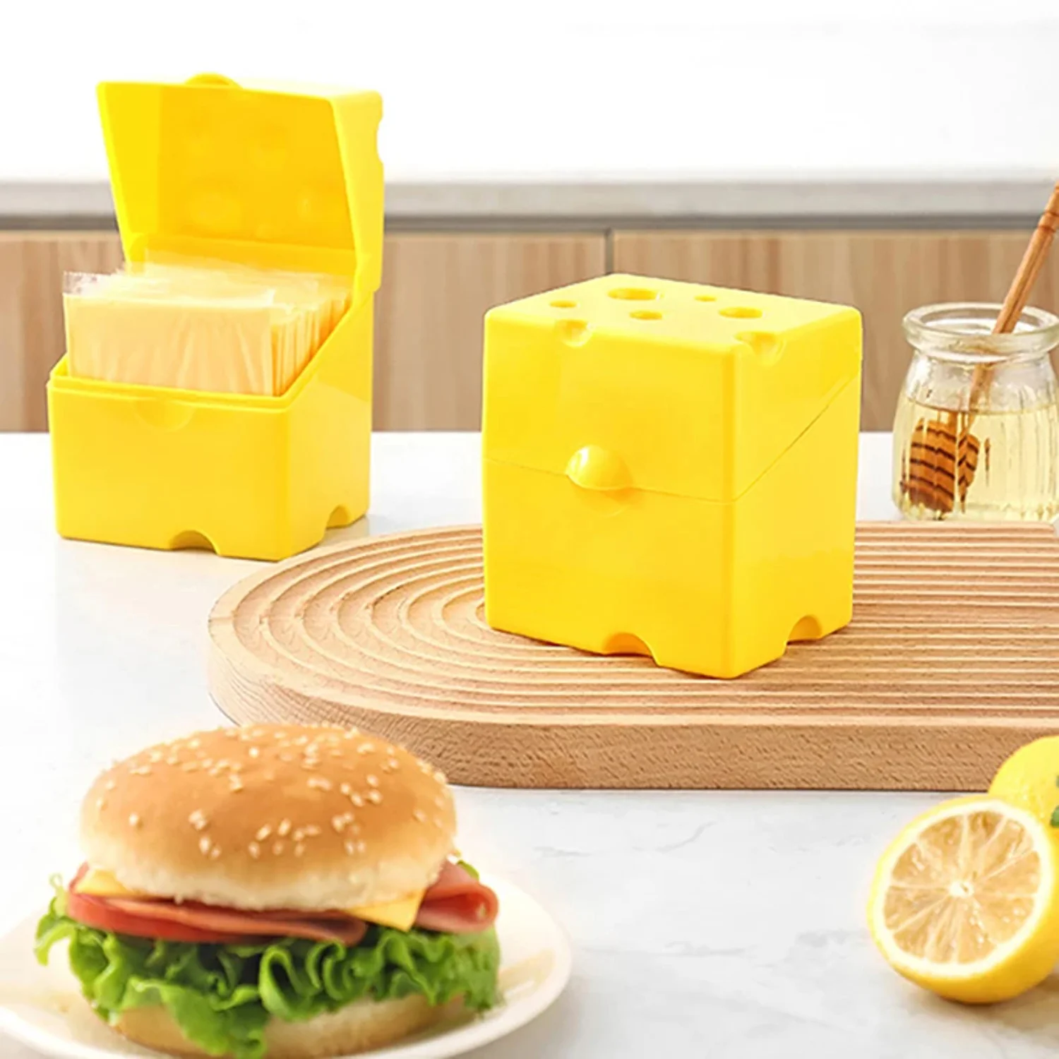 Cheese Container Accessories Plastic Cheese Shaped Refrigerator Slice Box Gadgets