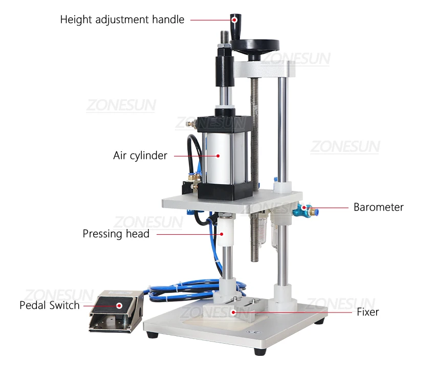 Máquina neumática para tapar perfumes ZONESUN ZS-GK5 13/15/18/20 mm 