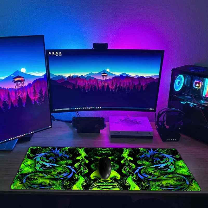 

Green Mouse Pad Cool Dragon Desk Mat Pc Gamer Computer Table Carpet Keyboard Desk Pad Gaming Accessories Stitching Edge Mousepad
