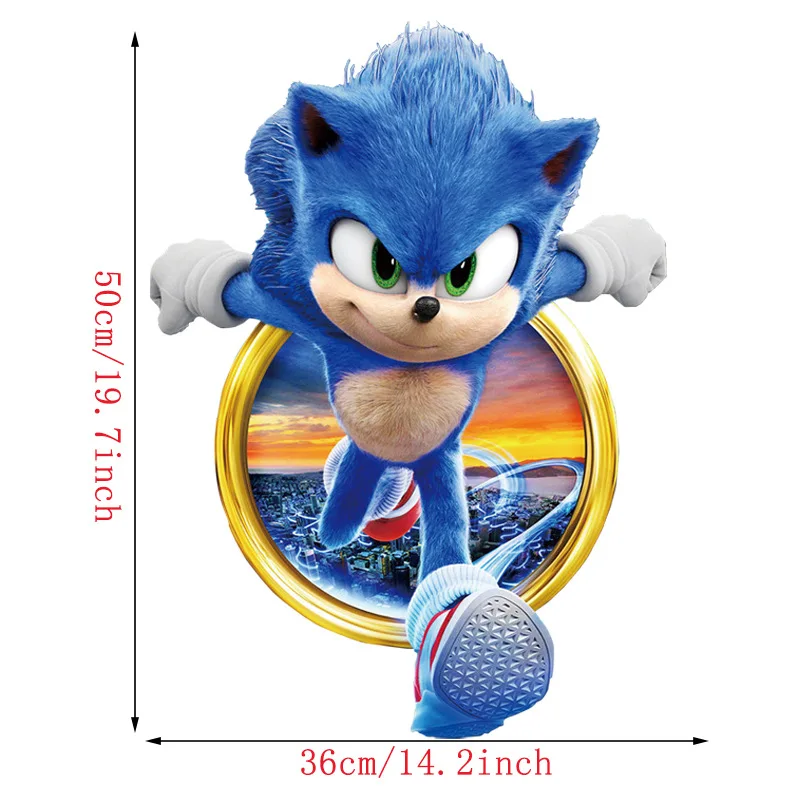 thumbnail image 1 of Nueva pegatina de pared de Sonic DIY, erizo, decoración de grafiti para habitación de niños, pegatina de juego de dibujos animados desmontable en 3D, regalo de PVC, 1 of 5