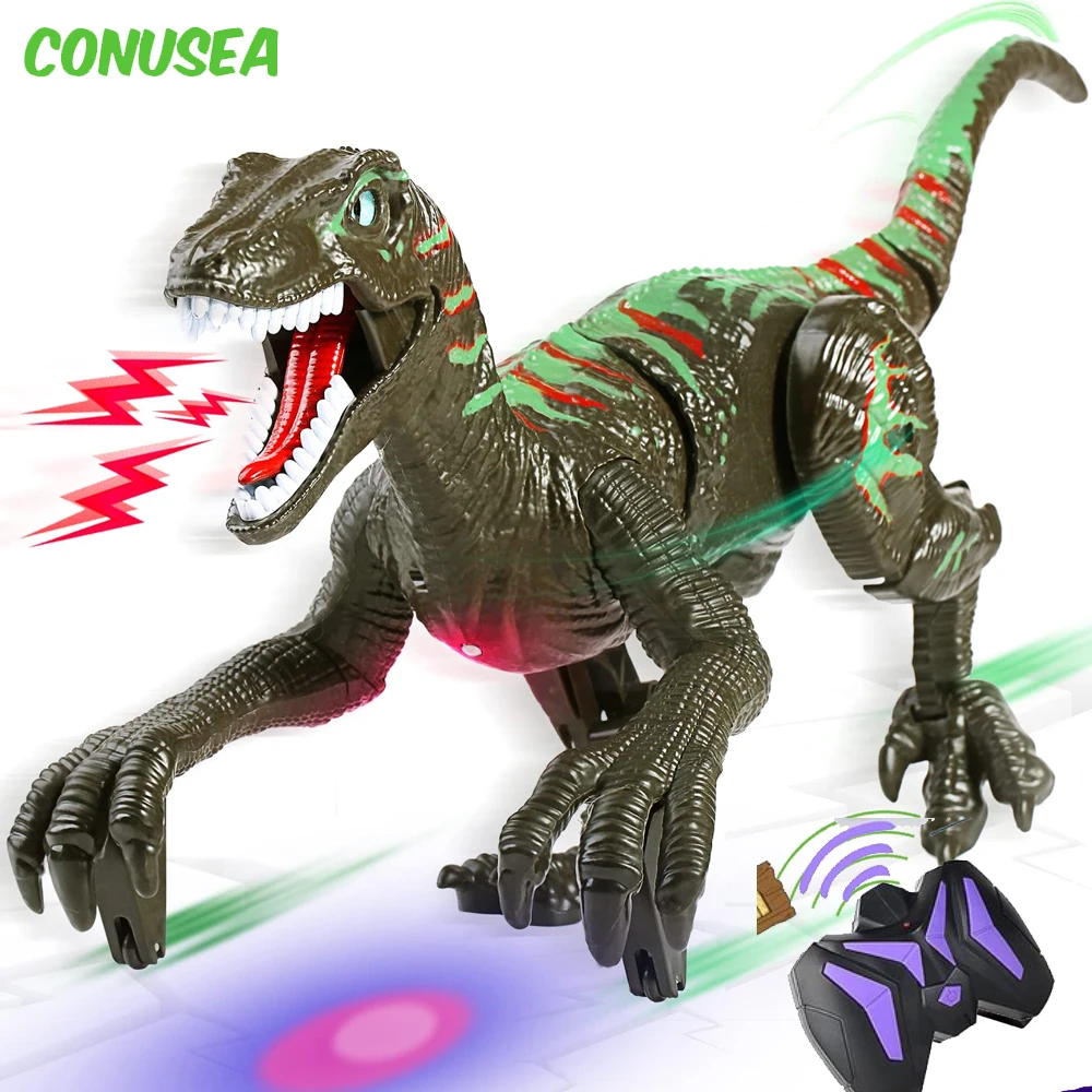 Rc robô dinossauro brinquedos jurássico mundo velociraptor tyrannosaurus rc  animais brinquedos para meninos de controle remoto