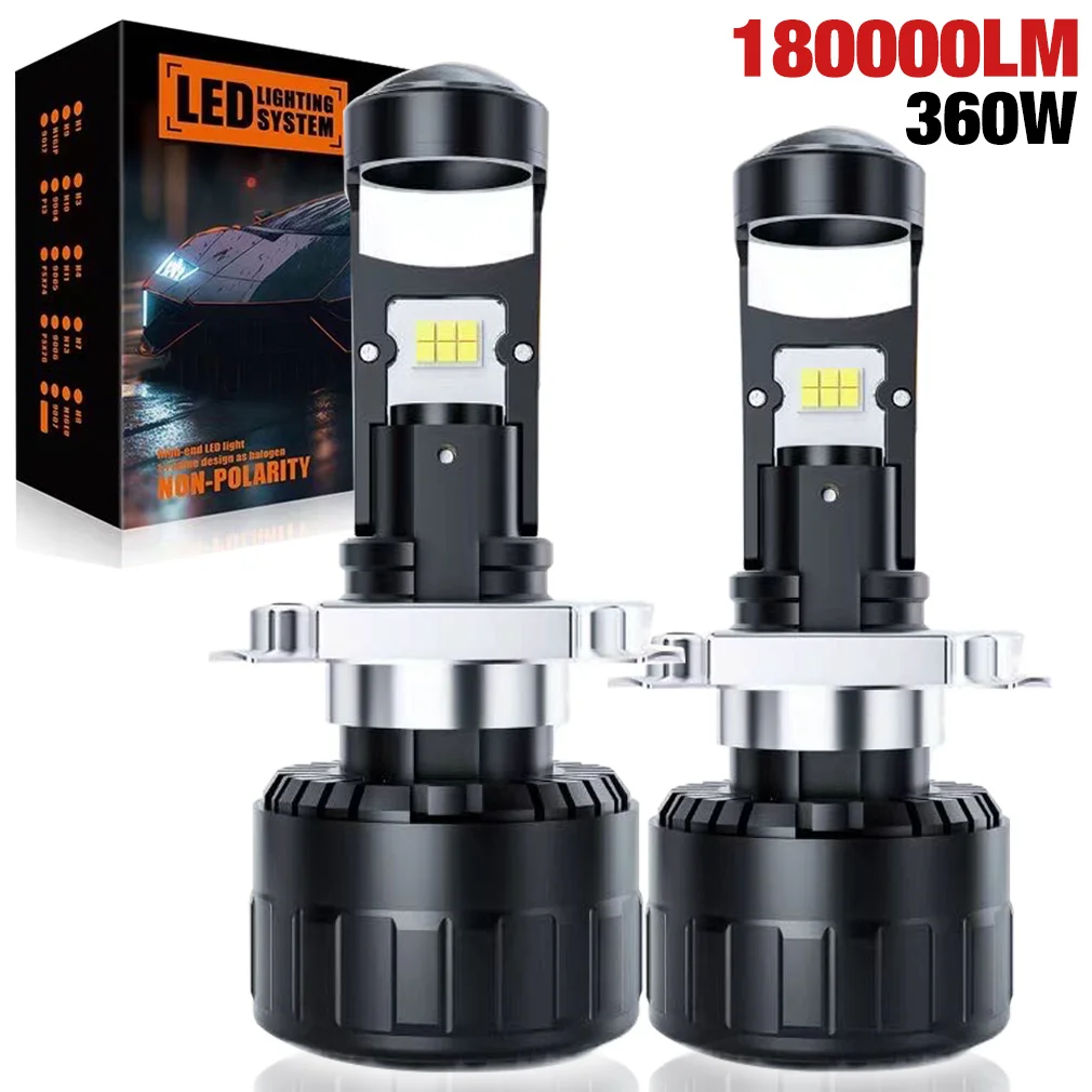 

180000LM H7 LED Projector Mini Lens Auto H4 LED Headlight Bulb CSP 360W High Beam Low Beam Turbo Fan Car Light 12V 24V 6000K