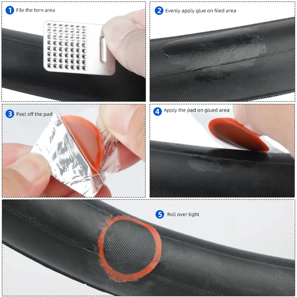 1 Set Reparatur von Fahrradreifen ItK – Pannenpflaster-Set mit Kleber und Werkzeugen (5 Versionen), Reparaturwerkzeug für Fahrradschläuche – Detail 1