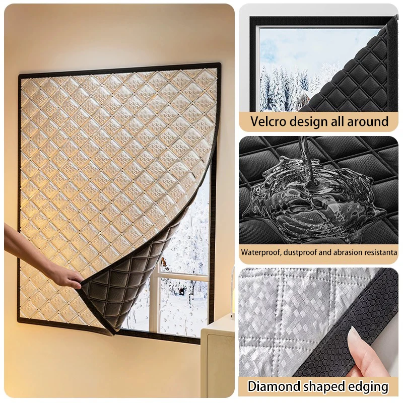 Fenêtre coupe-vent, rideau chaud, rideau occultant froid double épais, fenêtre en coton insonorisée, pièce entière noire, peut être personnalisée