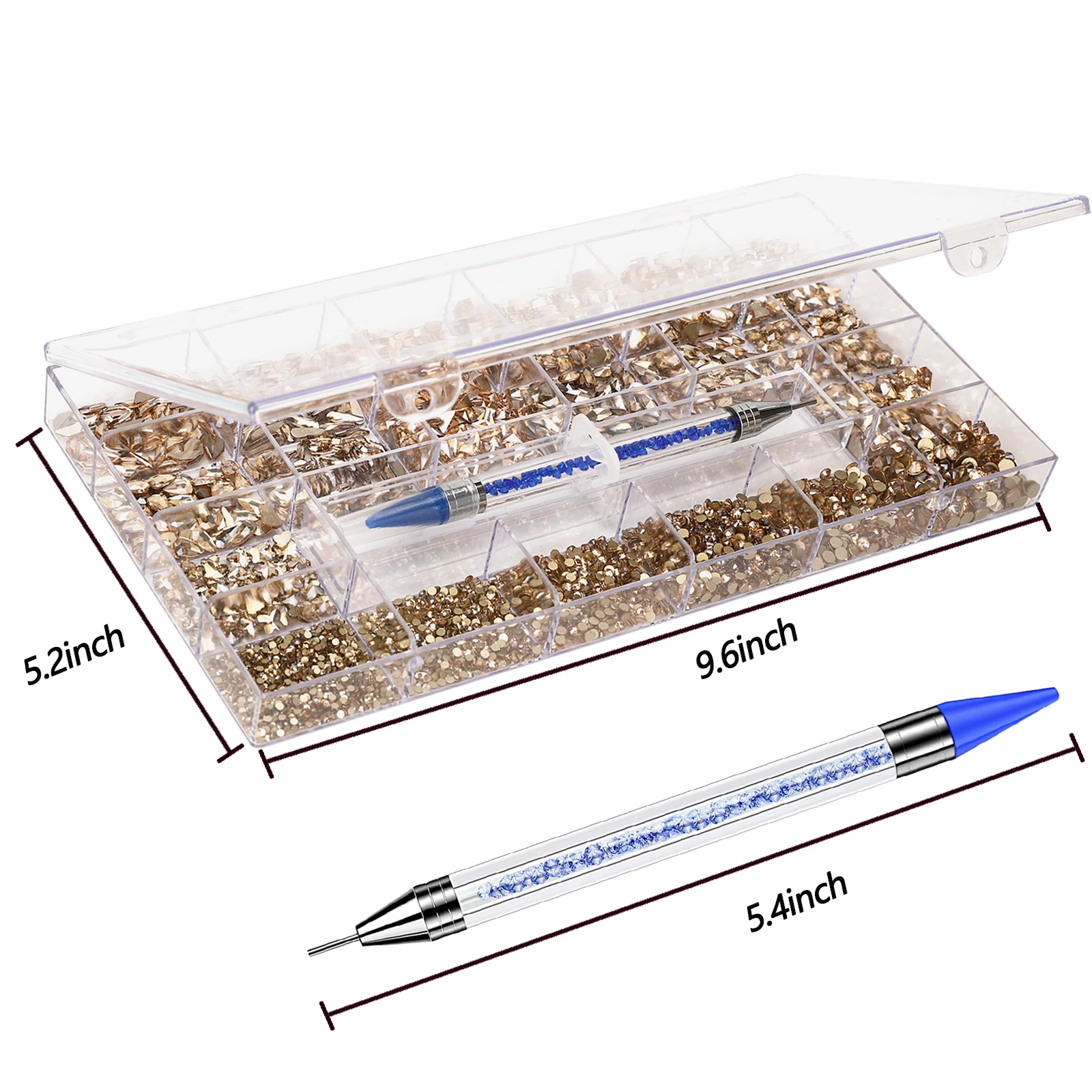 Deluxe Diamond Nail Art Jewelry Set – 21 Grids of Shimmering AB Flat Bottom Gems
