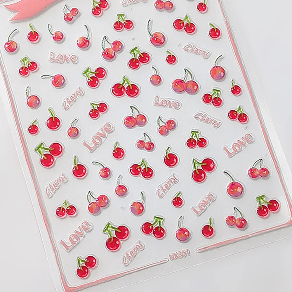 Vibrant Kawaii Apple Nail Art Stickers - Sweet & Cute Self-Adhesive Decals