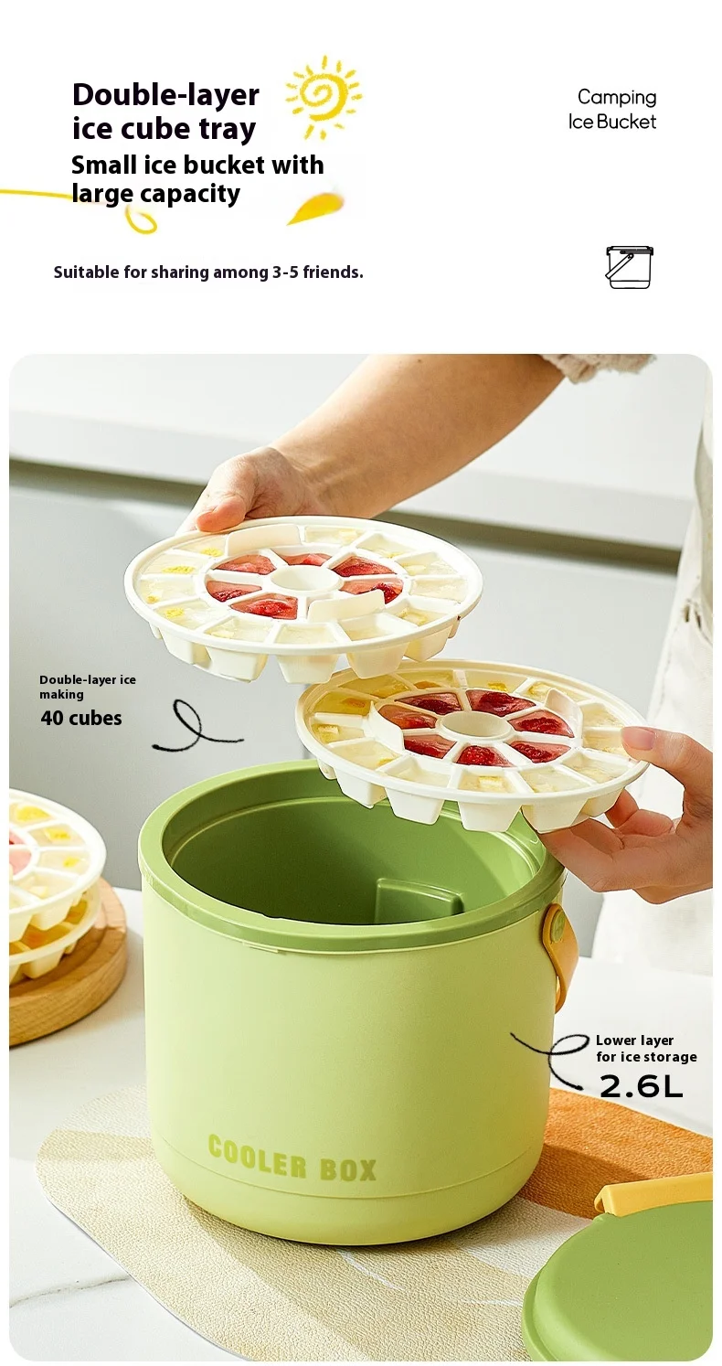 Description Picture 3 of itemPortable Camping Ice Cube Maker Pressurized Insulated Cooler Bucket Outdoor Cold Drink Preservation Mold Kitchen Dining Barware