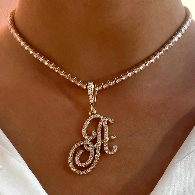 Cursive Letter Silver Name Necklace 37