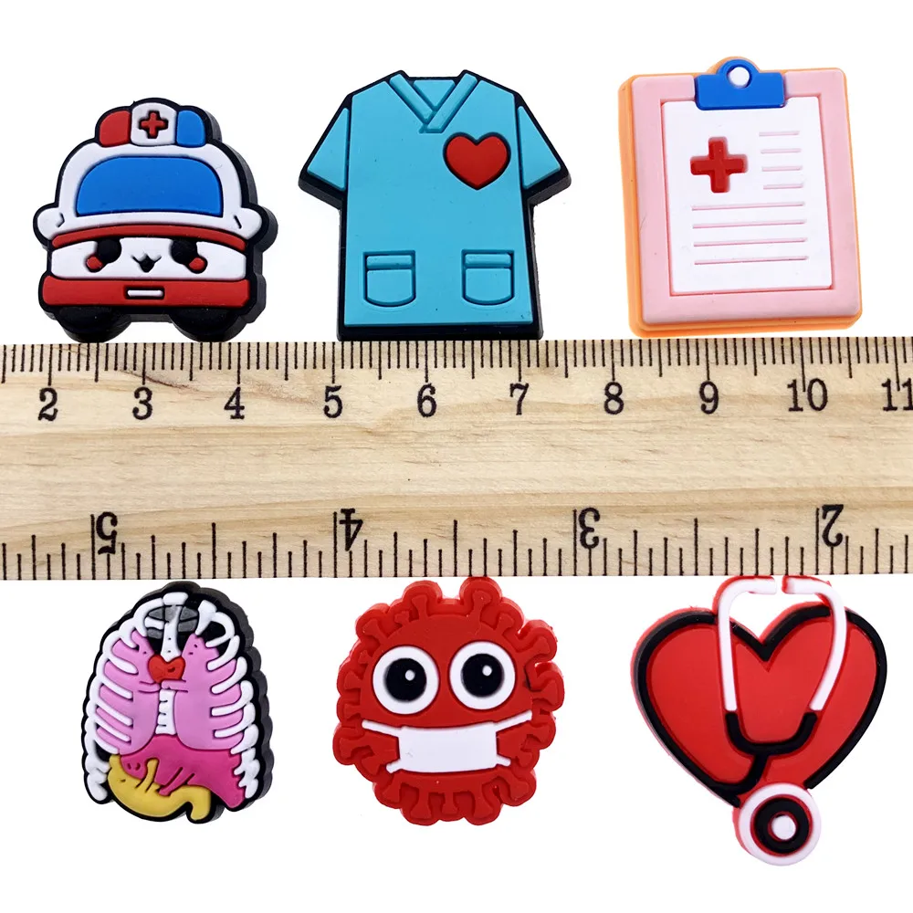Cartton Medical Treatment Series Garden Shoe Accessories 1PCS Doctor Gifts Needle Stethoscope Shoe Charms Nurse Slippers Decor shoe charms shoe decorations garden shoe accessories