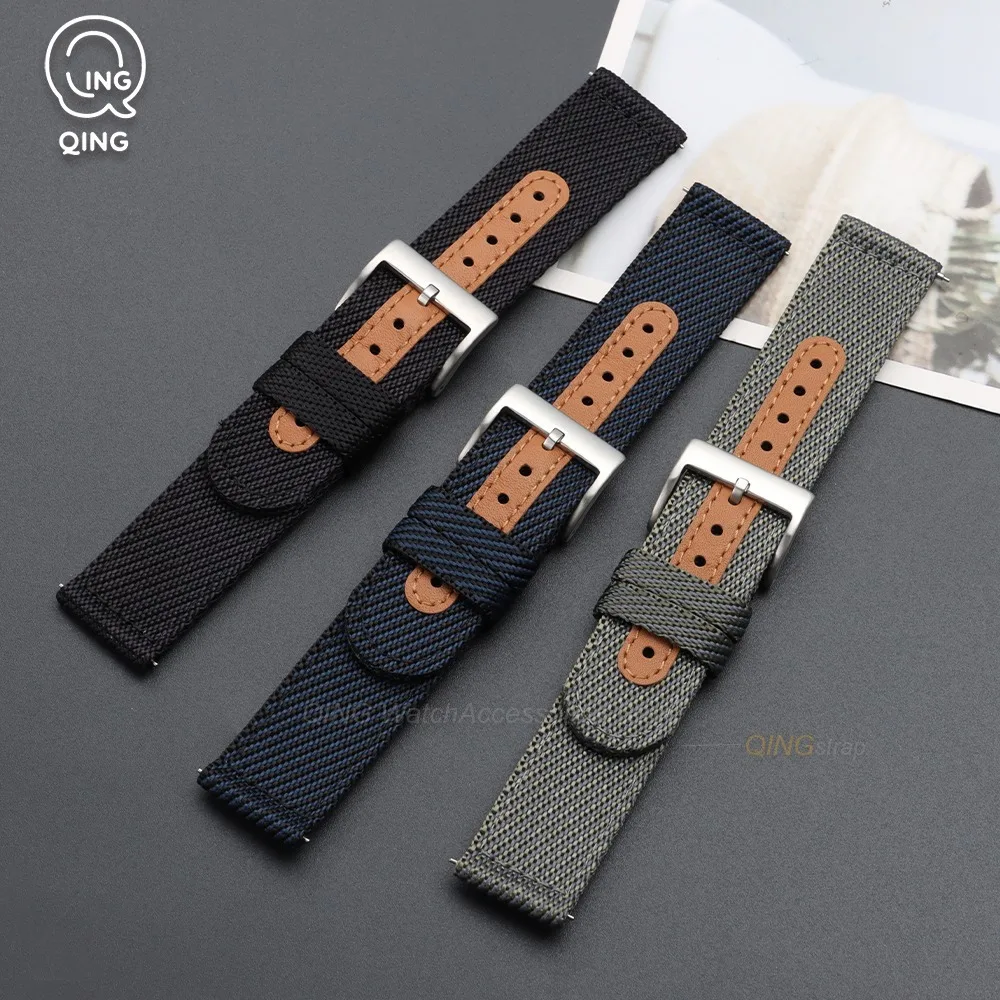Enhanced Product Title: Durable Nylon Military Sport Watch Strap - Breathable & Soft Wristband