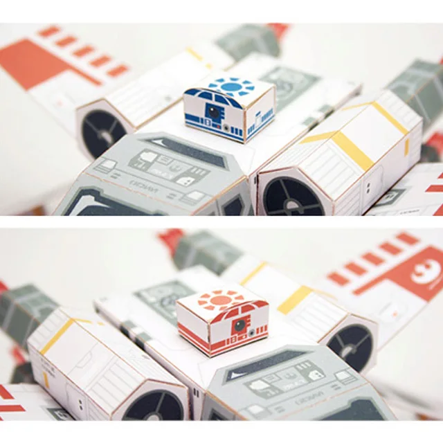 X-WING Fighter Red Paper Model Mini 3D Cube Figure Papercraft DIY Kids Adult Origami Art Handmade Craft Toys FC-014 4