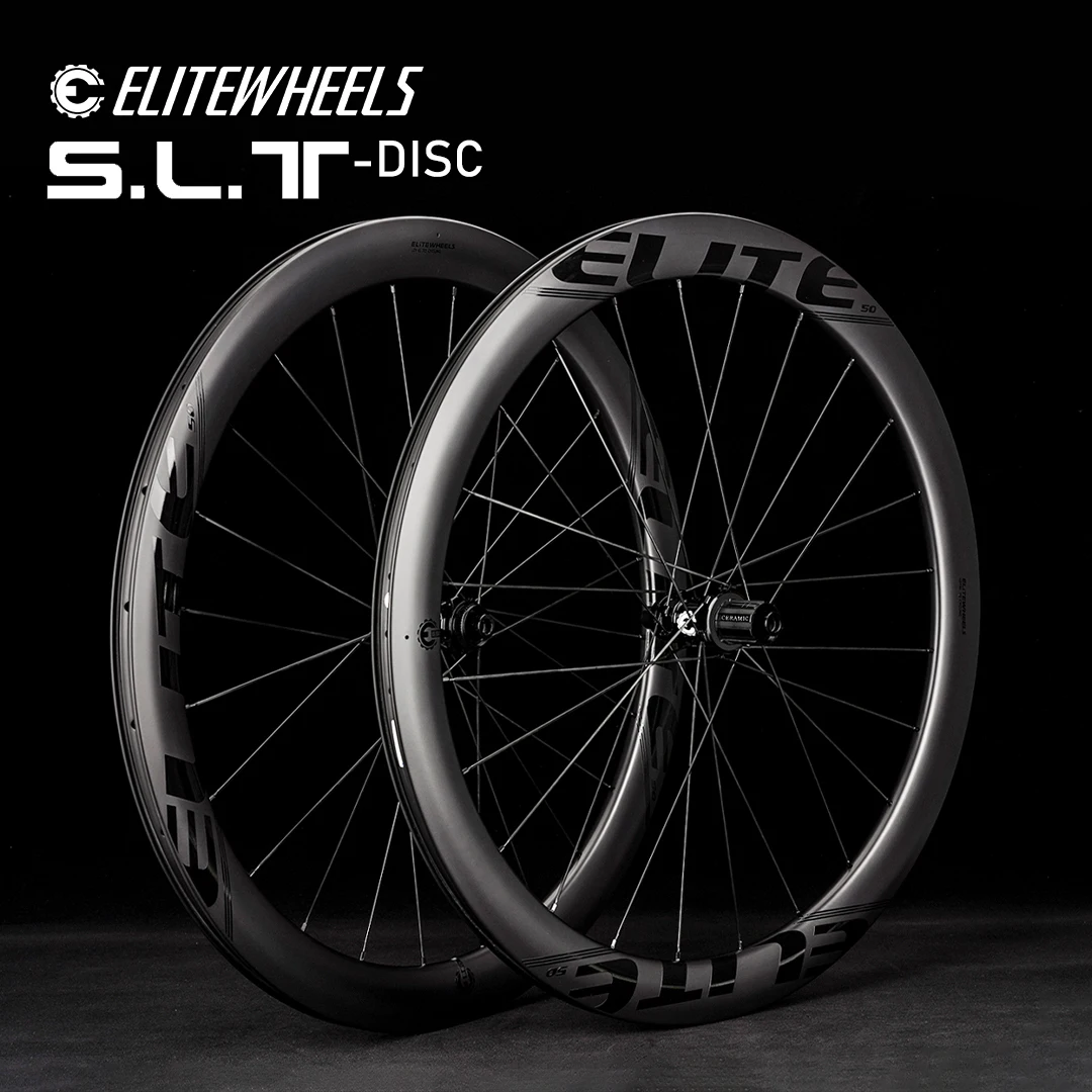 Carbon Bike Wheelset ELITEWHEELS SLT Road Disc Ceramic Bearing Center Lock Hub Cyclocross Bicycle Wheels Pillar 1423 Spoke