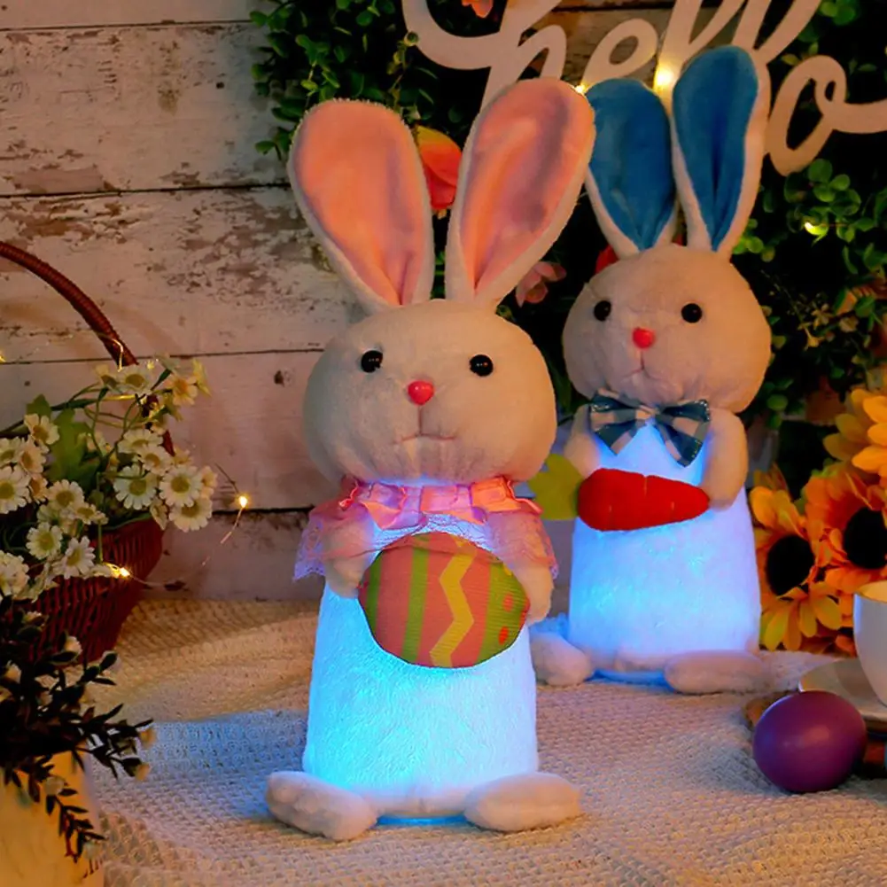 

Glow Rabbit Toy Light-up Easter Bunny Plush Toy with Colorful Eggs Carrot Festive Desktop Decoration New Year Gift Bunny Toy