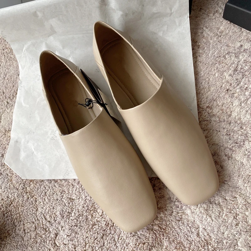 Jenny&Dave Spring Flat Shoes Summer Fashion Vintage Sheep Soft Genuine Leather Mule Shoes Women Slip-On Loafers Women