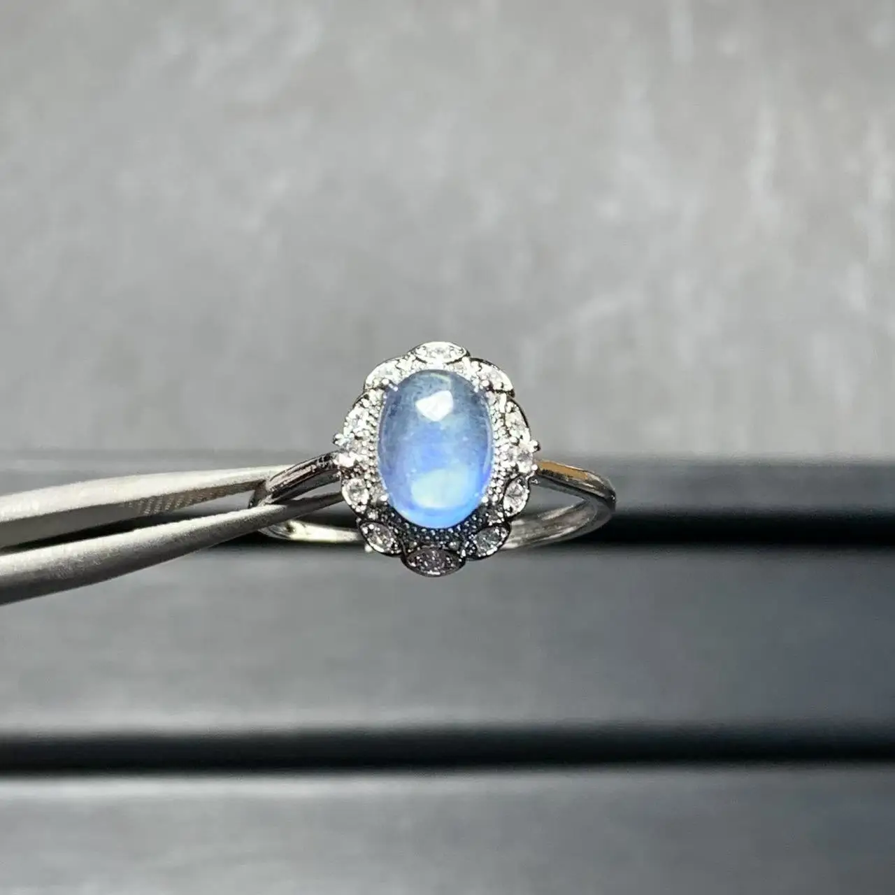 MM Natural Aquamarine Ring  Adjustable Female  Jewelry for Women Gift Wholesale High Quality Vintage Fine