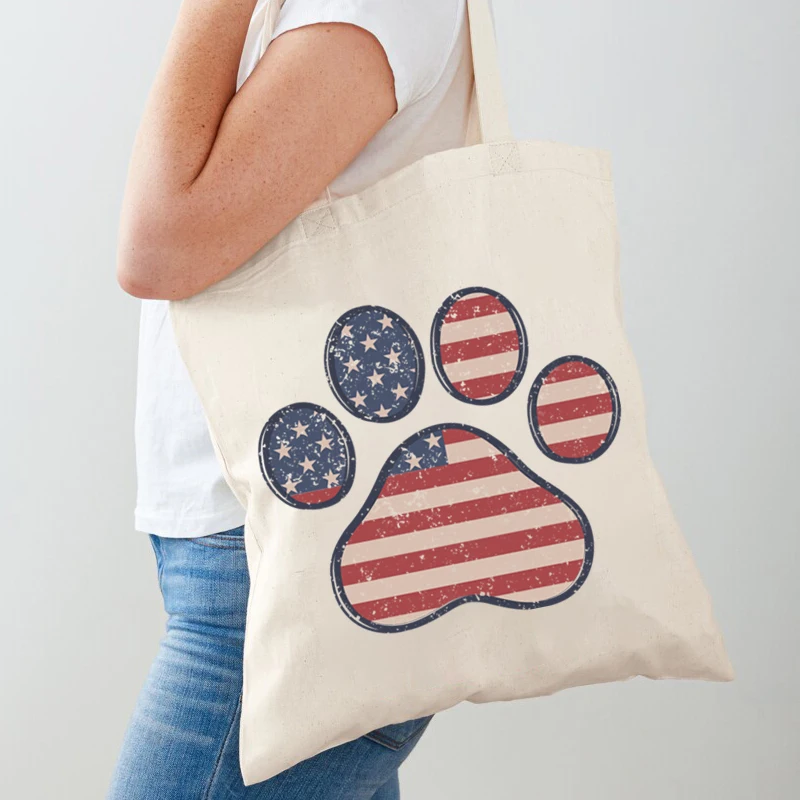 

America Graphics Women Shopping Bag Vintage Eco Reusable Female Tote Bag College Handbag Retro Large Ladies Shoulder Shopper Bag