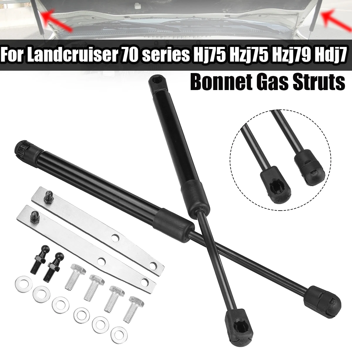 1 Pair Bolt In Gas Struts For Landcruiser 70 Series Hj75 Hzj75