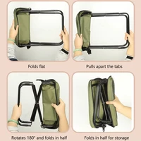 Tabouret pliant pour loisirs de plein air, camping et randonnée, voyages de pêche, tabouret portable pratique de style sac à bandoulière pour le rangement 6