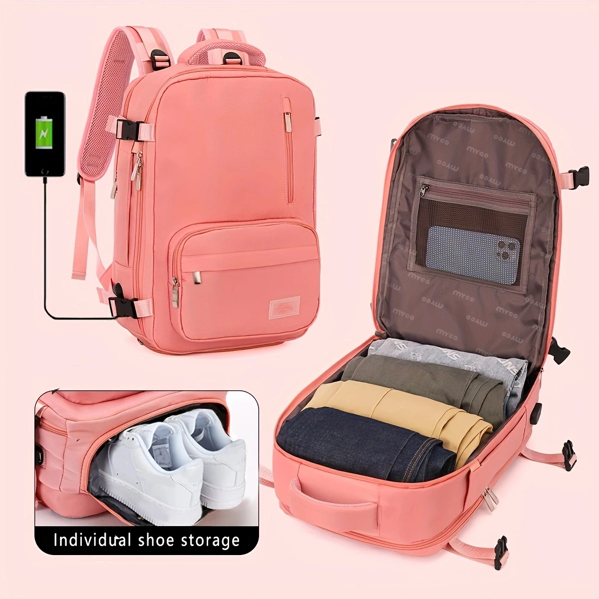Travel Backpack Men's Business Backpack School Bag with Shoe Warehouse Large-Capacity Laptop Waterproof Fashion Backpack
