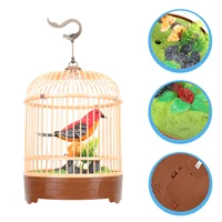Singing Bird Cage Toy Decor Simulation Plastic Small Toys Hanging For Kids Voice-activated Funny 1