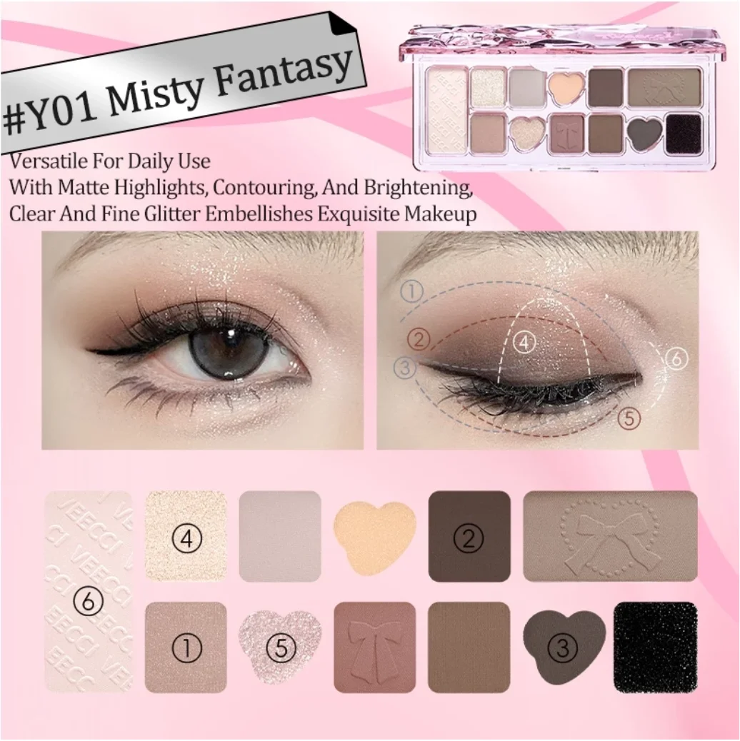 VEECCI eyeshadow Matte Shimmer Eleven colors Multipurpose Portable eyeshadow palette 9.3g Original Makeup Cosmetics