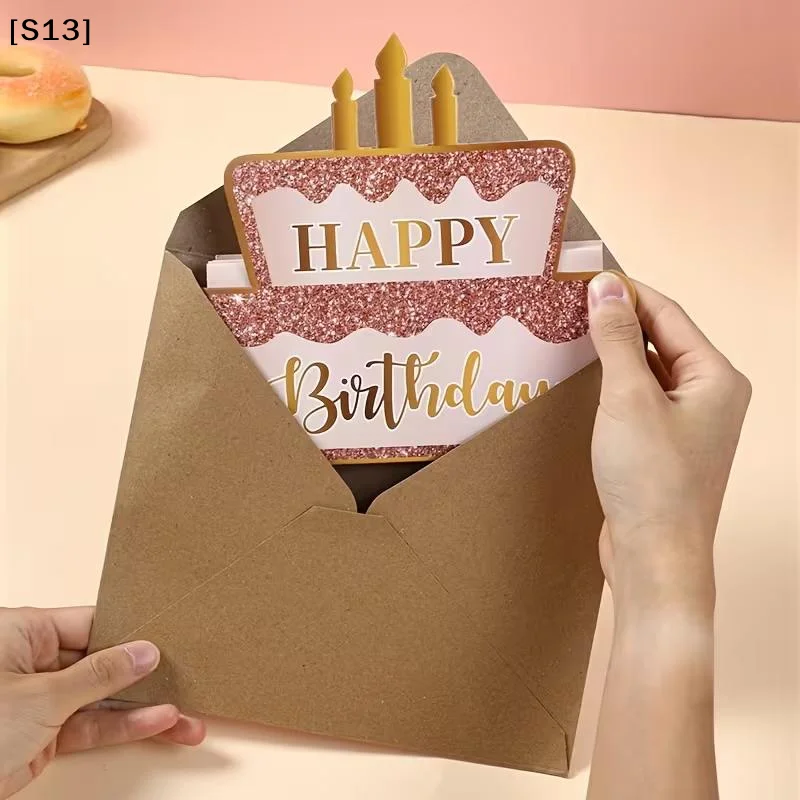 1PCS 7lots 생일 현금 봉투 돈 생일 카드 접이식 현금 홀더 인사말 봉투 어린이 청소년을위한 생일 돈 상자[Q]