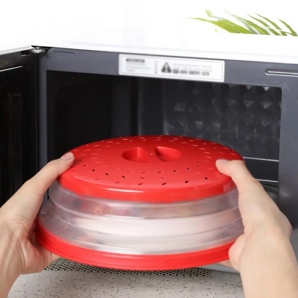 Microwave Splatter Cover Transparent Collapsible TPR Heat Insulation Guard Kitchen Tool