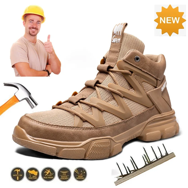 

Unisex Work Safety Boots Comfortable Shoes Steel Toe Cap Casual Sneakers Kevlar Midsole Puncture-Proof Shoes Men Women