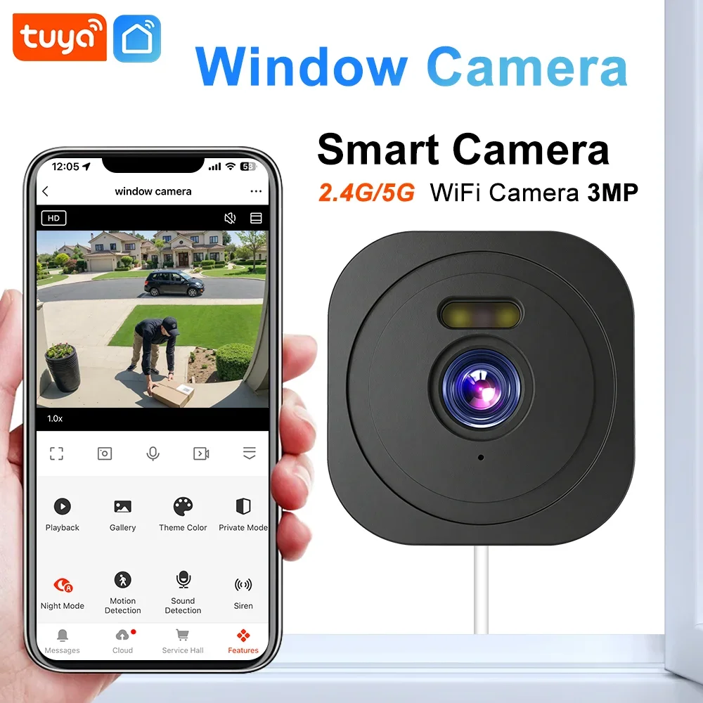 Tuya 2K 5GHz Window Camera WiFi Wireless Network Indoor Camera for Home Security Color Night Vision,Person Motion Detection 1