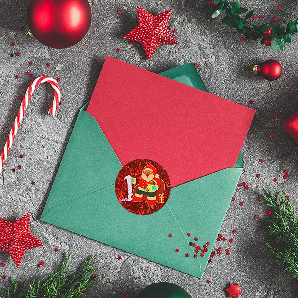50-500 stücke Rot Weihnachten Geschenk Box Aufkleber Paket Santa Backen Dichtung Aufkleber Handgemachte Brief Umschlag Abdichtung Etiketten – Detail 8