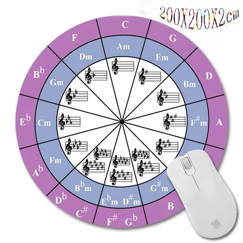 Piano Music Symbol Mouse Pad Color Computer Round Mousepads Game Coaster 200X200/220X220MM Mat DIY Pads Desk Mat Gaming