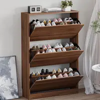 Shoe Cabinet with 3 Flip Drawers, Slim Narrow Shoe Storage Cabinet, Freestanding Shoe Organizer with Adjustable