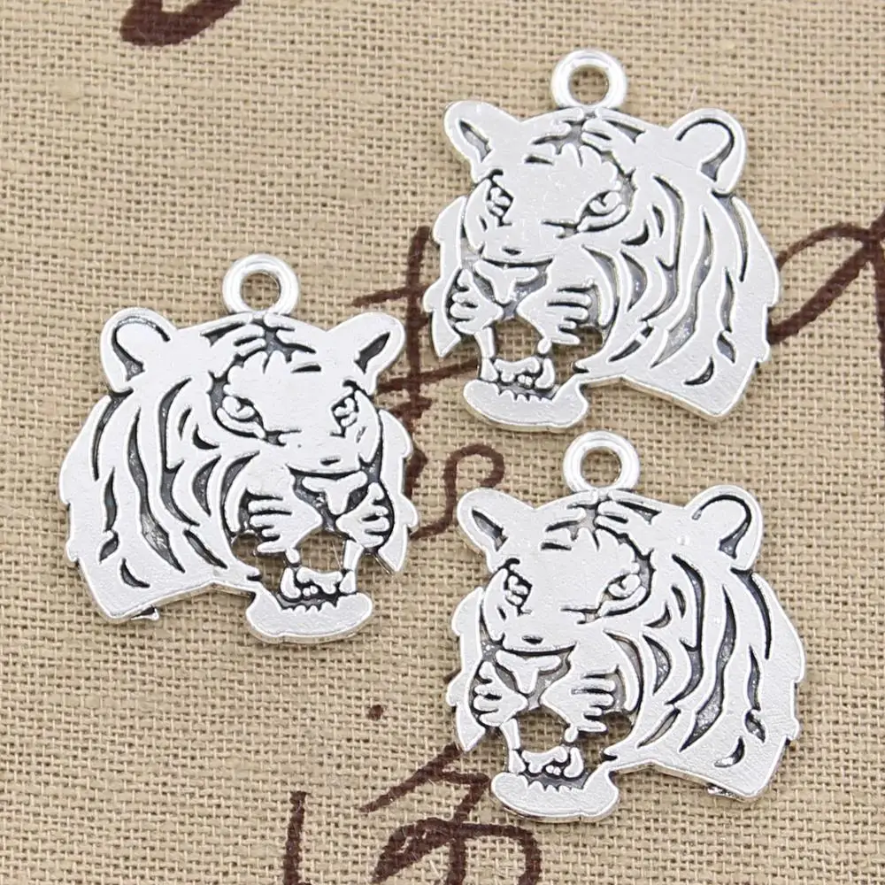 8pcs Charms Roaring Tiger Kopf 27x24mm Handmade Anhänger Herstellung fit,Vintage TibetanBronze,DIY Für Armband Halskette