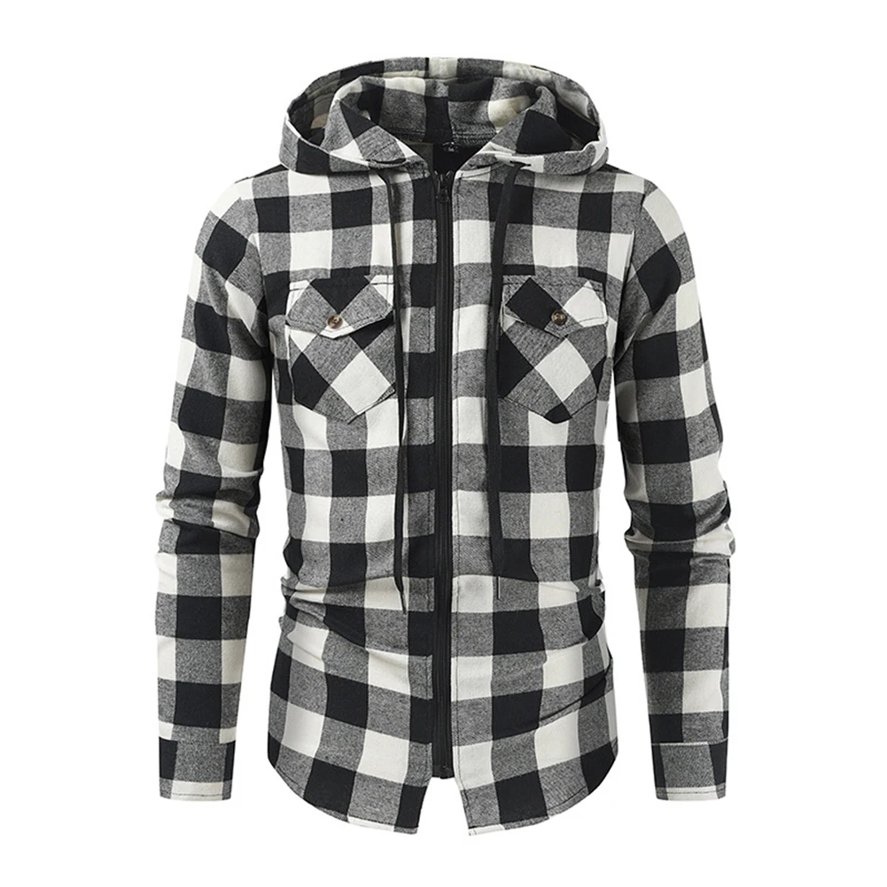 

Stylish Mens Hooded Lumberjack Shirt Plaid Jacket for Work and Outdoor Activities Comfortable Fit Easy to Care