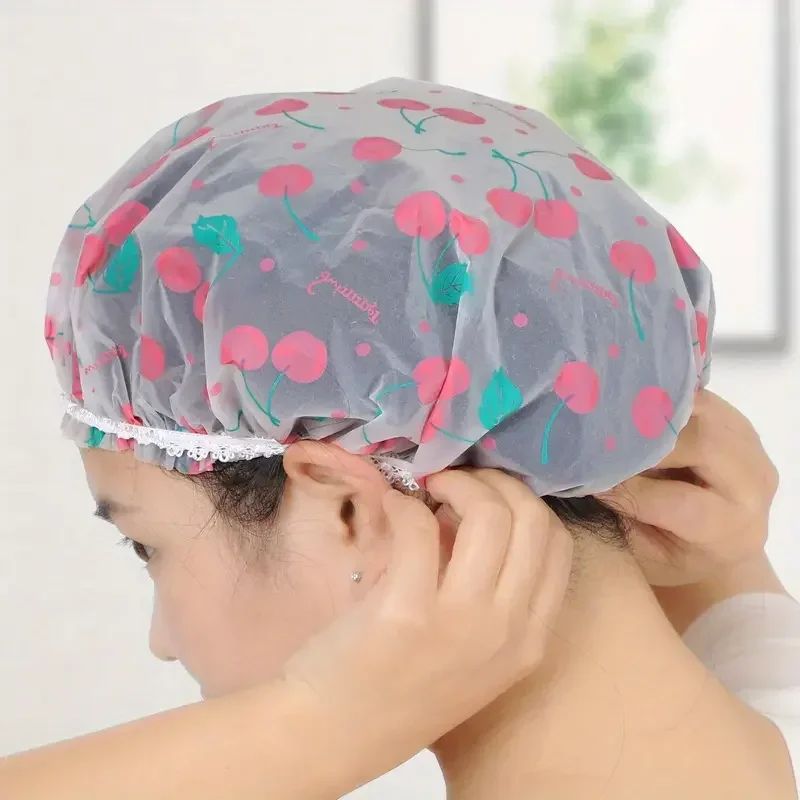 Deluxe Women's Waterproof Shower Cap with Elastic Band - Long Hair Protector and Spa Gift